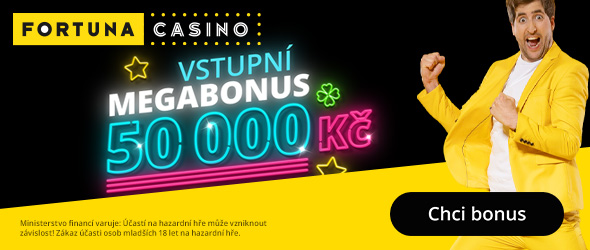 Bavte se v online CZ casinu Fortuna, kde lze získat vstupní megabonus až 50 000 Kč.