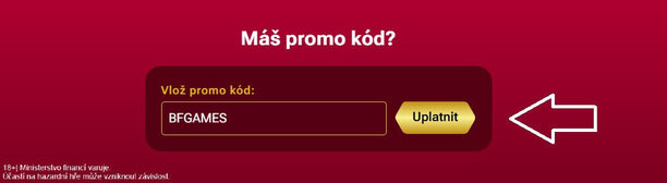 Promo kód BFGAMES vepište a&nbsp;klikněte na UPLATNIT
