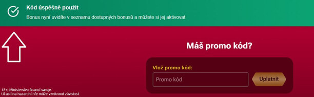 LuckyBet vám potvrdí, že jste kód vepsali správně