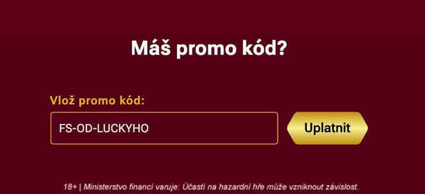 Kolonka určená pro vepsání promo kódu v LuckyBet casinu
