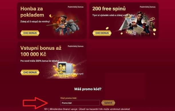 Promo kód FSODLUCKYHO vepište do kolonky na konci stránky sekce BONUSY