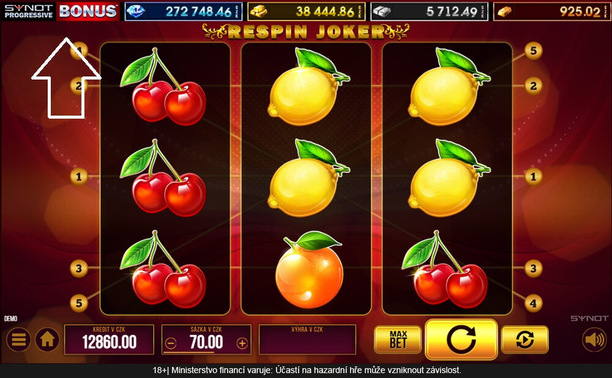 Automat se SYNOT Progressive bonusem poznáte podle jackpotů v horní části hry