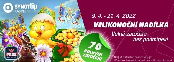 Velikonoční nadílka u SYNOT TIP začíná! Získejte až 70 free spinů