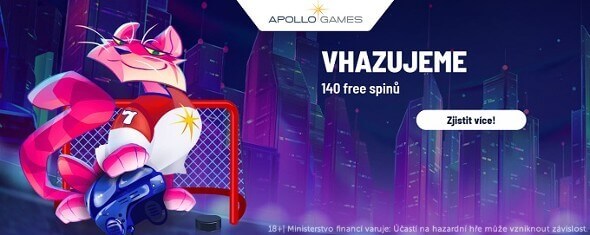 Získejte až 140 hokejových free spinu v casinu Apollo Games.