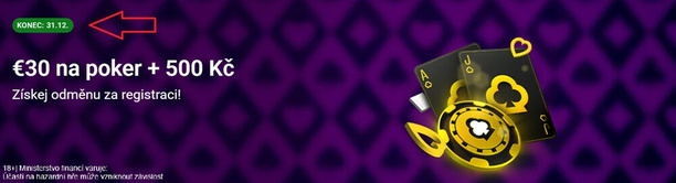 Nabídka s&nbsp;promo kódem pro hráče pokeru expiruje 31. 12. 2026 (ověřeno na webu Fortuny)