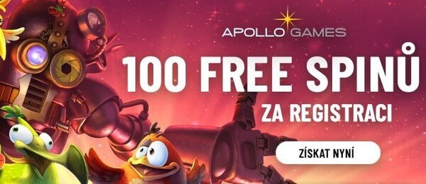 Získejte až 100 free spinů za registraci v online casinu Apollo Games...