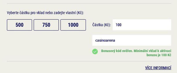 Sazka bonusový kód CASINOARENA pro bonus 50 free spinů