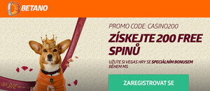 Registrujte se s promo kódem CASINO200 u Betana a získejte 250 free spinů