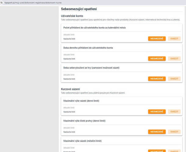 Tipsport – nastavení herních limitů
