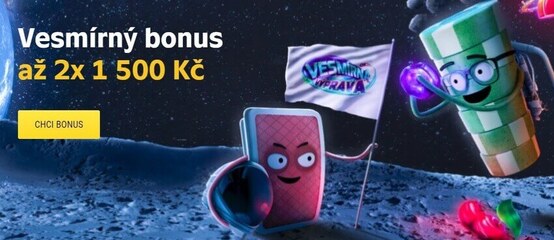 Získej Vesmírný bonus až 2x 1500 Kč v online casinu Sazka Hry. Získej Vesmírný bonus až 2x 1500 Kč v online casinu Sazka Hry.