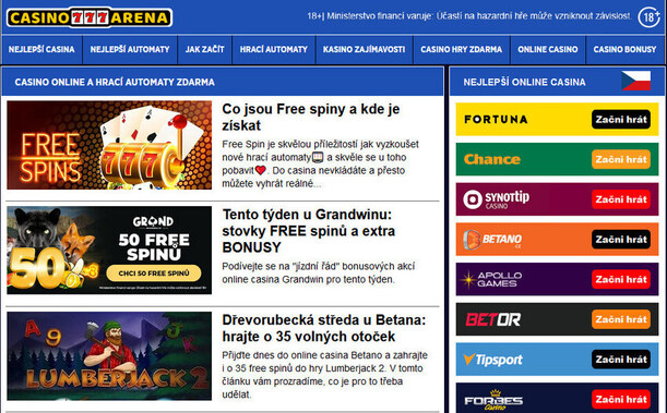 Casino Arena – informační web pro kasino hráče