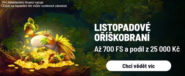 Zapojte se do promo akce Oříškobraní v Apollo casinu a získejte free spiny a podíl z banku 25 000 Kč.