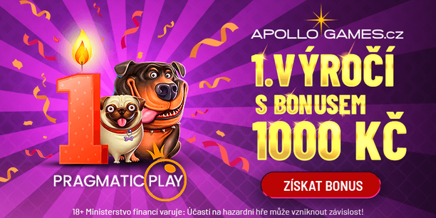 První výročí Pragmatic Play u Apolla a bonus až 1 000 Kč