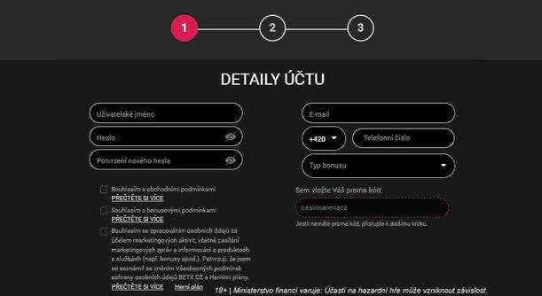 Kam vložit registrační promo kód BetX