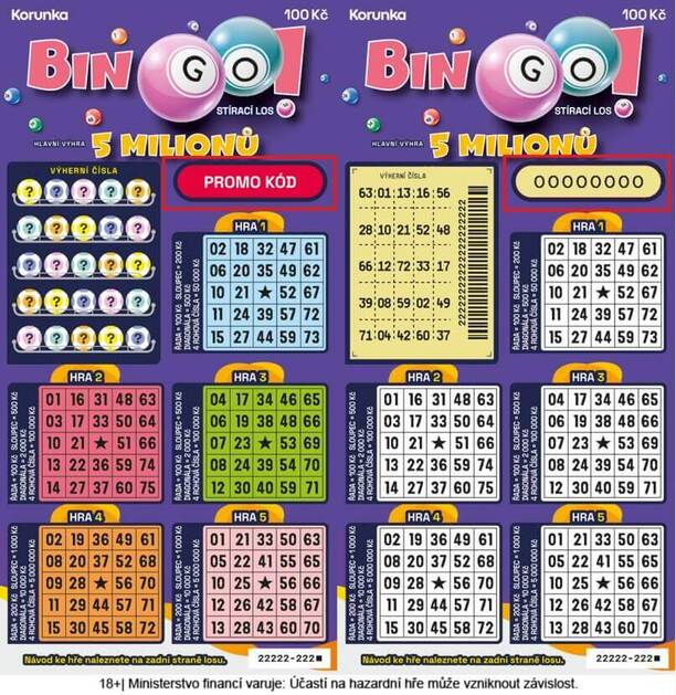 Každý stírací los Bin GO! ukrývá promo kód s&nbsp;bonusem 25&nbsp;Kč