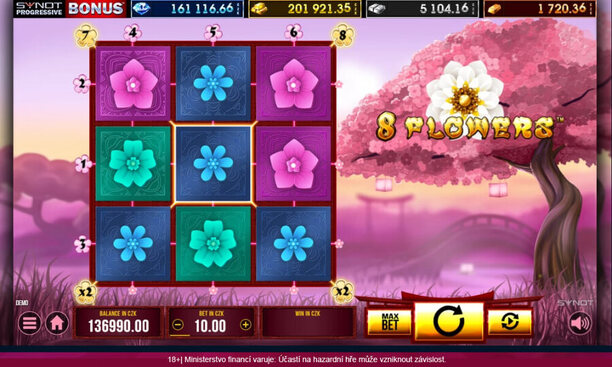 Hrací automat 8 Flowers si můžete zahrát ZDE