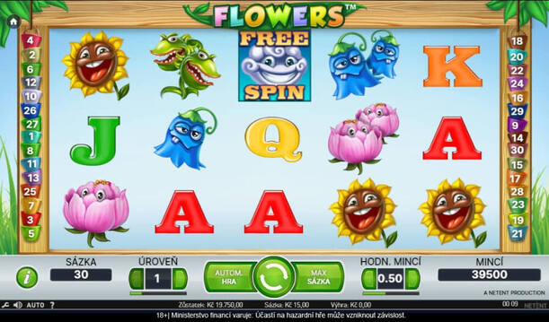 Hrací automat Flowers si můžete zahrát ZDE